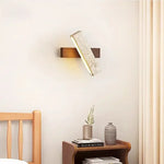 lampe murale moderne pierre bois wabi sabi orientable interrupteur chaîne led marron clair beige