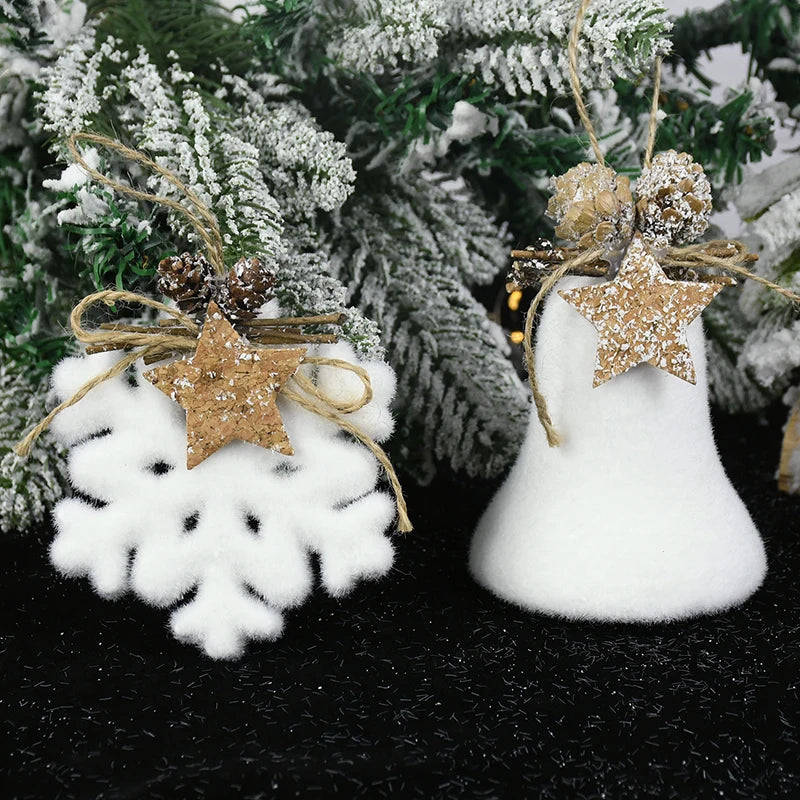 Lot de deux boules flocon blanc pour sapin