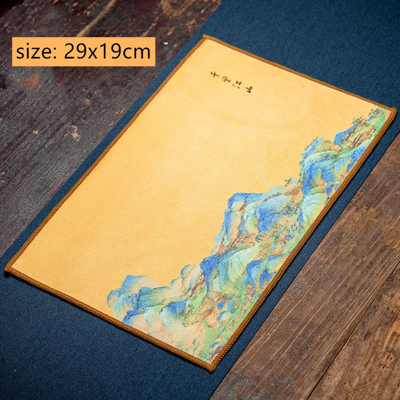 serviettes table bleu vert fleurs oiseaux paysages traditionnelles élégantes absorbantes coton thermiques