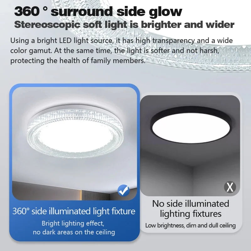Plafonnier LED moderne imitation cristal blanc 18W 24W 36W 48W
