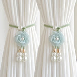 accessoires fenêtres attaches rideau fleurs couleur rose clair moderne décoratif