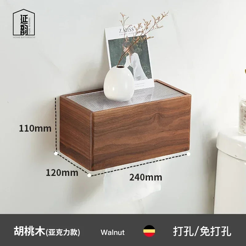boîte mouchoirs bois minimaliste adhésive amovible moderne salle bain élégante hygiène papier toilette tissu