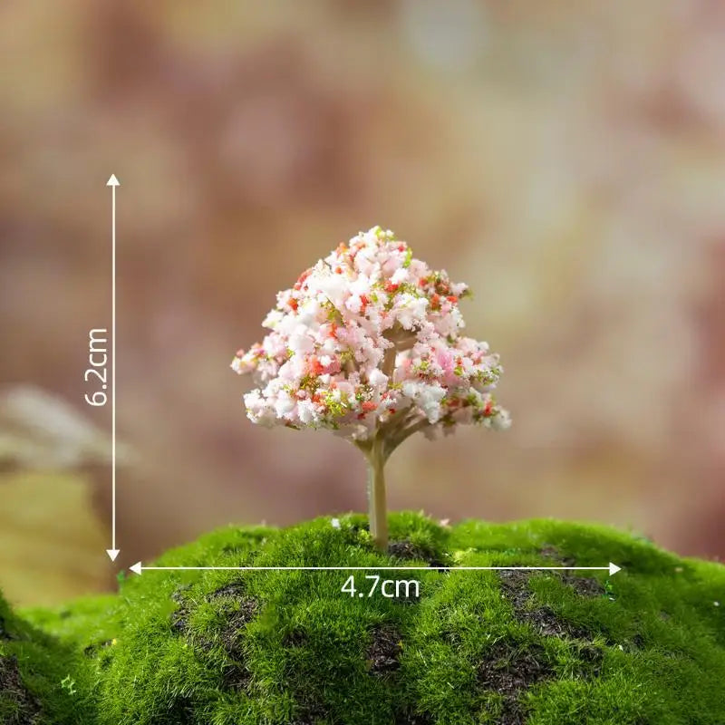 miniatures arbres fleurs artificielles vert rose jaunes décoratives jardin féerique