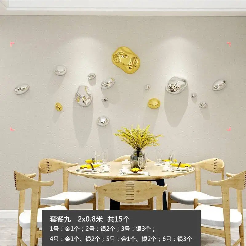 décoration murale moderne boules argent dorées fixations set intérieur