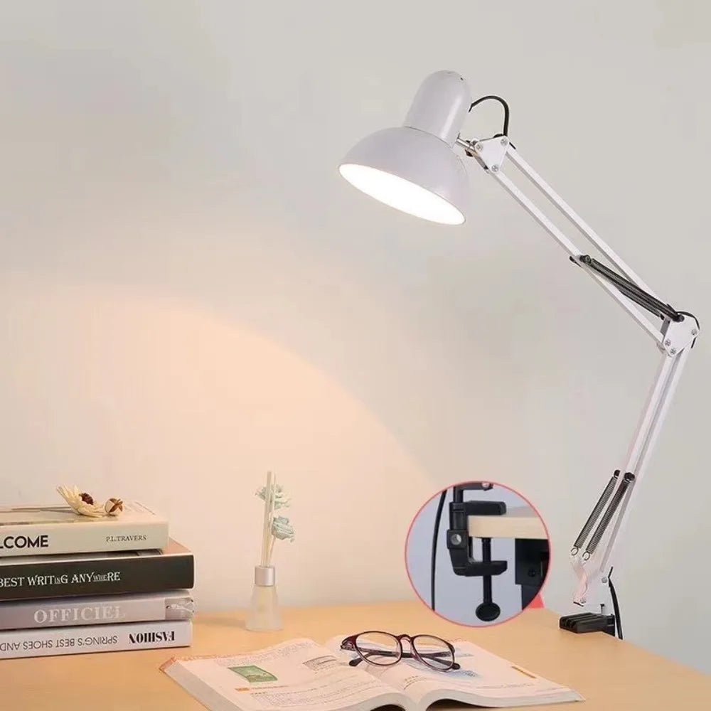 lampe moderne articulée noir blanc flux lumineux faible clip table flexible étude chambre