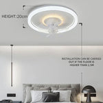 ventilateur moderne led rotation 360° télécommande éclairage chambre blanc minimaliste