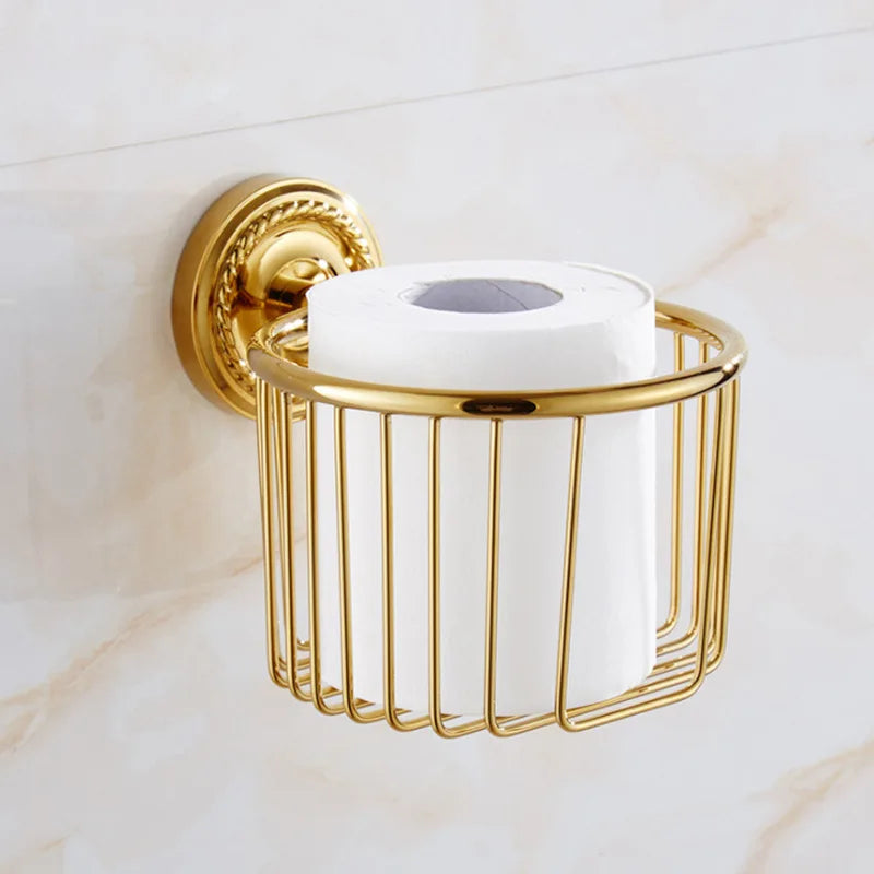Accessoires salle bain ensemble doré classique porte serviettes rangement brosse dents poignée dorée serviette