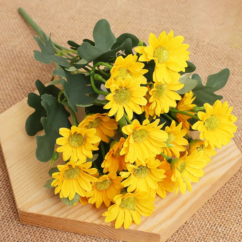 bouquet marguerites artificielles soie décoration mariage anniversaire intérieur moderne minimaliste orange blanc rose jaune