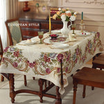 nappe table rectangle polyester fleur printemps été automne hiver traditionnelle européenne beige rouge verte