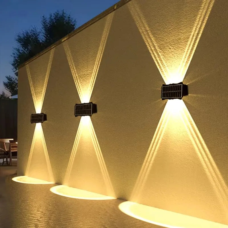 lampes murales solaires extérieures modernes led ip65 imperméables 6lumieres rgb blanc jaune