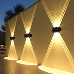 lampes murales solaires extérieures modernes led ip65 imperméables 6lumieres rgb blanc jaune