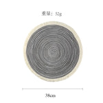 lot sets table ronds coton tressé vert gris beige motif spirale