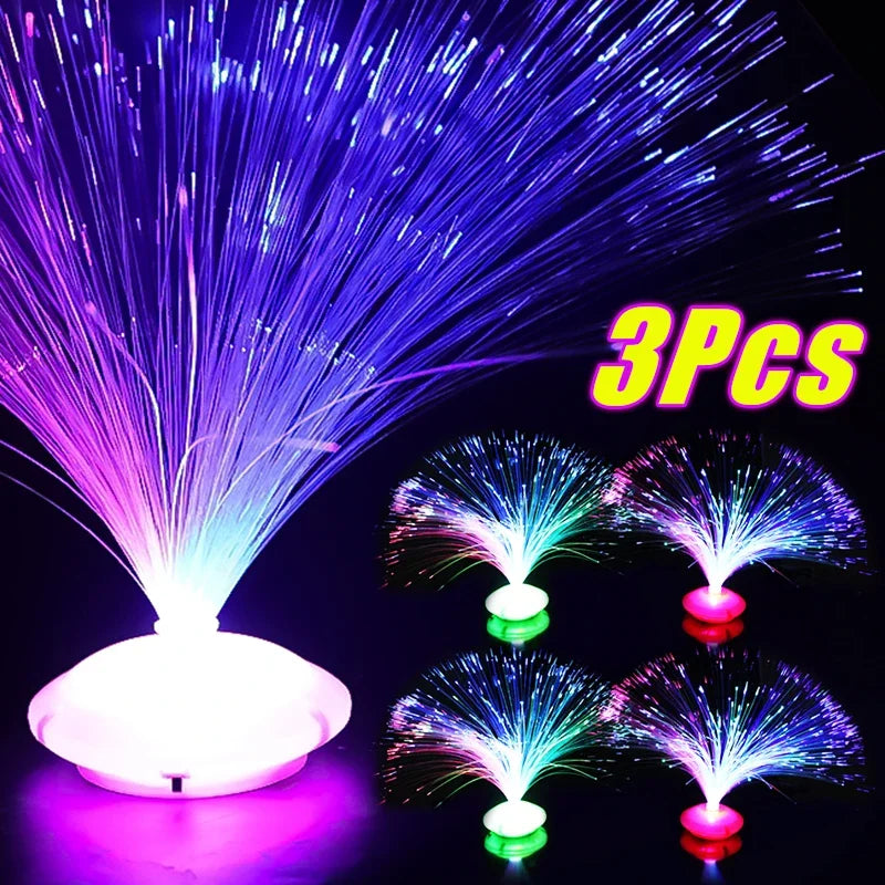 lumière led fibre optique colorée clignotante base circulaire adhésive multi couleurs violet bleu vert