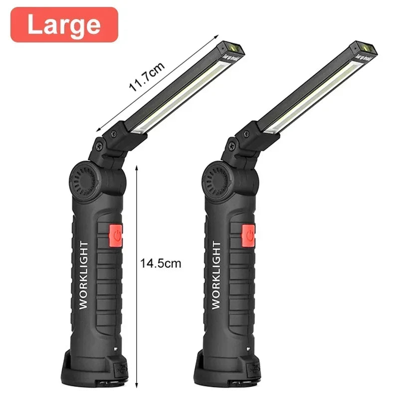 lampe torche rechargeable aimantée port usb type led camping noir.texture anti dérapante.mode faible haute