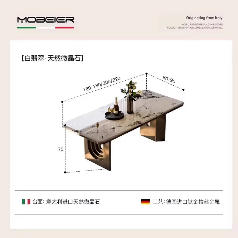 table manger moderne rectangulaire plateau marbre bois pieds métal salon cuisine gris