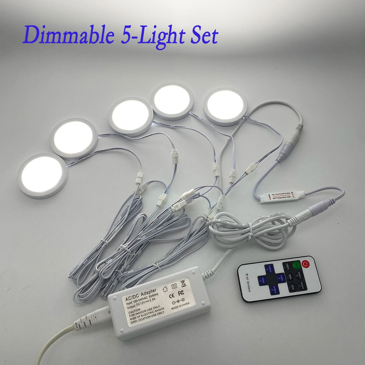 ensemble luminaires led blanc moderne 6000k télécommande câbles adaptateur dc12v 3w