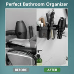 organisateur mural noir moderne porte sèche cheveux pince brosse cordon vis fixations salle bain
