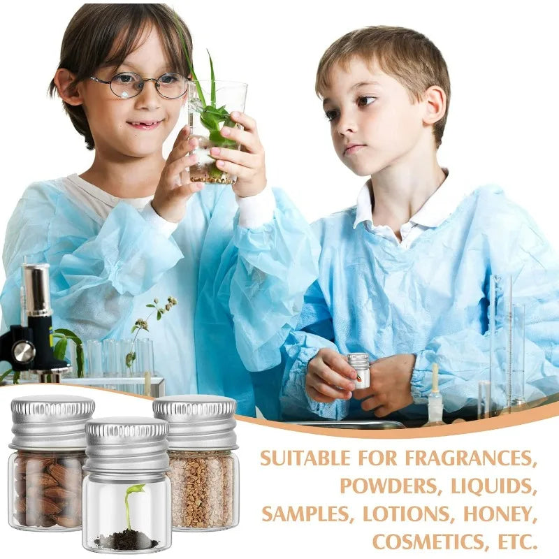 mini bouteilles verre transparentes couvercles aluminium conteneurs minimalistes pots épices rangement bijoux 5ml 7ml