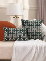 housse coussin brodée motif géométrique moderne polyester coton beige 50cm 50cm chambre quotidien