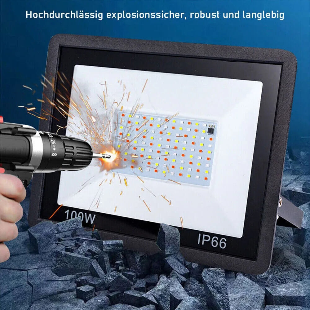 projecteur led rgb 100w 50w 30w ip66 exterieur noir moderne telecommande 24key