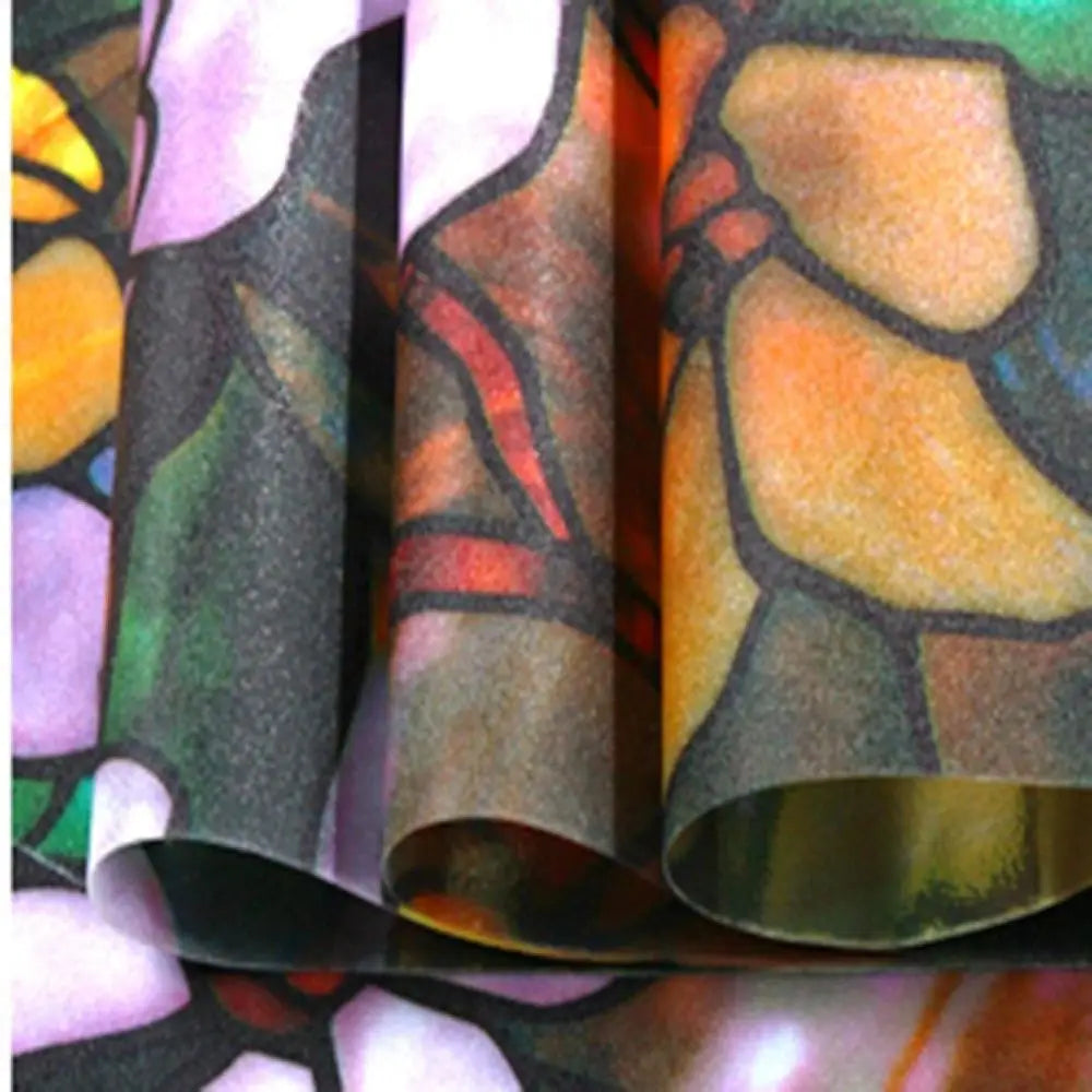 vitrail floral opaque adhésif art nouveau fenêtre décoration intérieure isolation thermique protection privacité