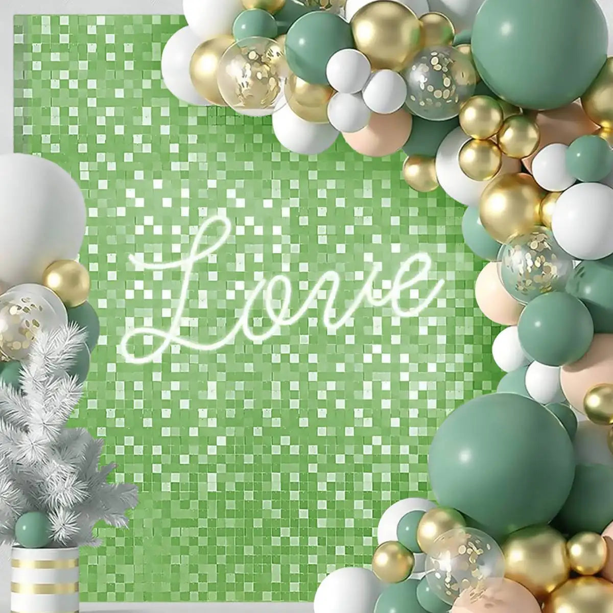 rideau paillettes vert clair motif rayures verticales moderne opacité occasion anniversaire mariage baptême fête