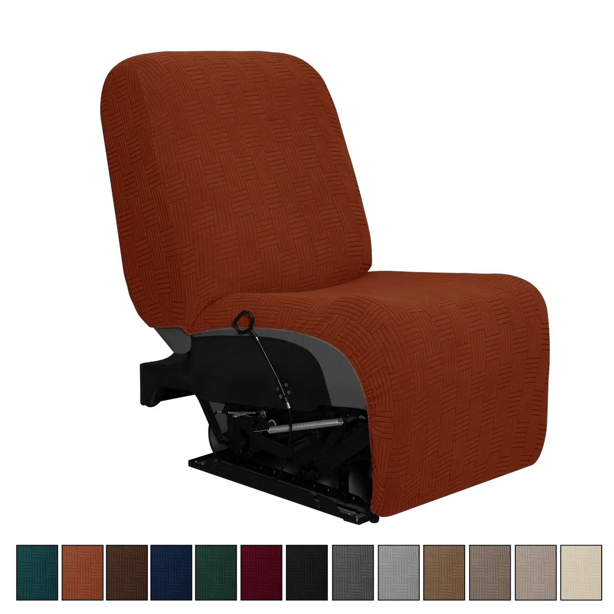 couvre siège marron rayures horizontales moderne fauteuil inclinable lavable machine automne hiver beige taupe