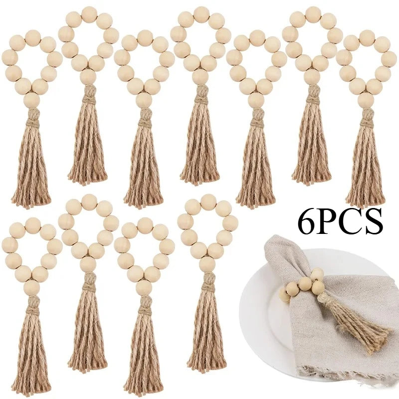 porte serviettes bois rustique jute decor boheme mariage noel decoration maison erotique festive six