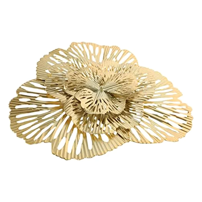 décoration murale moderne fleur dorée feuilles linéaires maison sculpture métal