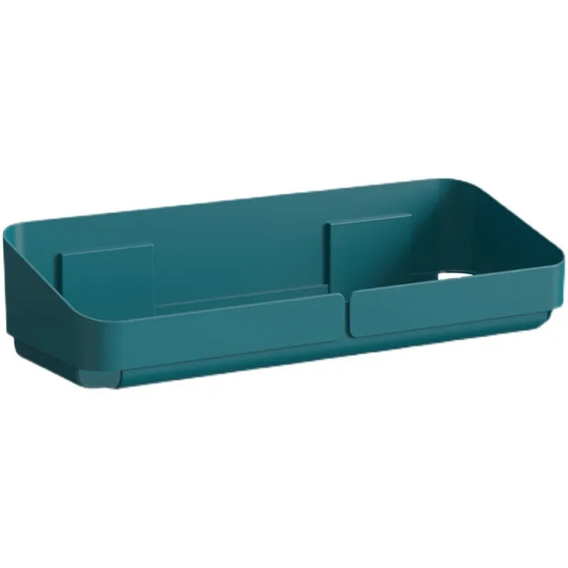 étagère rangement murale adhésive bleu jaune blanc moderne bouteilles flacons pots cosmétiques salle bains