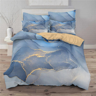 Housse de couette bleue géométrique abstraite pour ado garçon sur lit