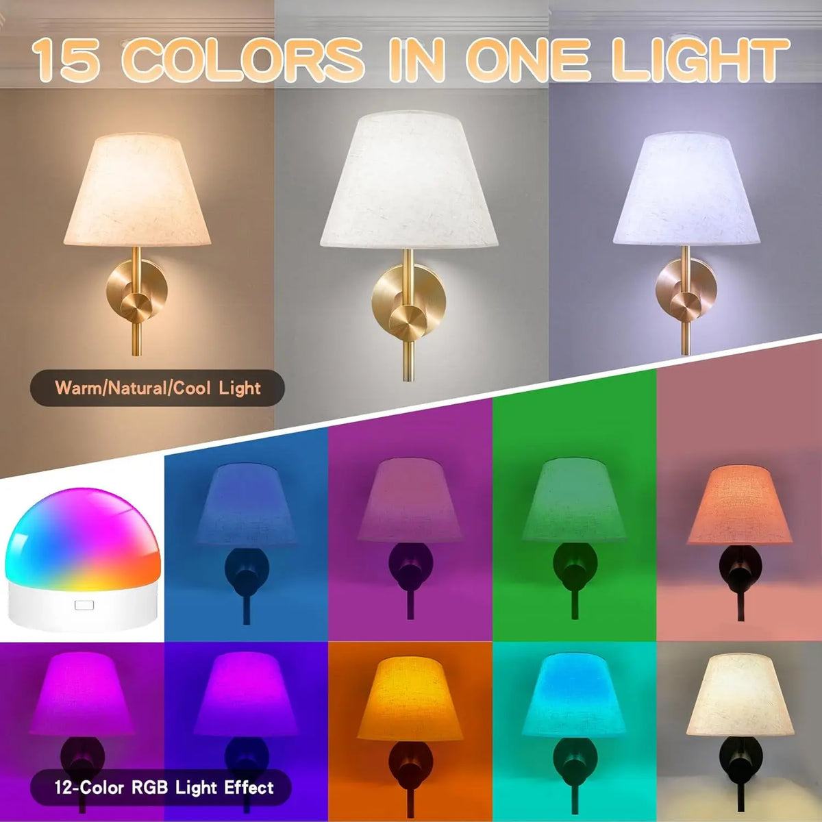 lampe murale rechargeable led couleurs rgb télécommande moderne minimaliste fixée mur