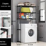 étagère rangement moderne multi niveaux blanc noir grande capacité sans perforation machine laver toilette
