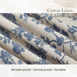nappe ronde fleur bleue motif floral rustique franges table beige