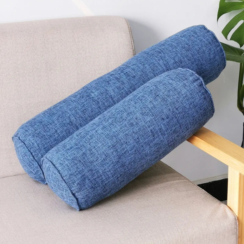 coussins ronds modernes imperméables blanc gris orange bleu marron texture lin amovibles lavables adultes
