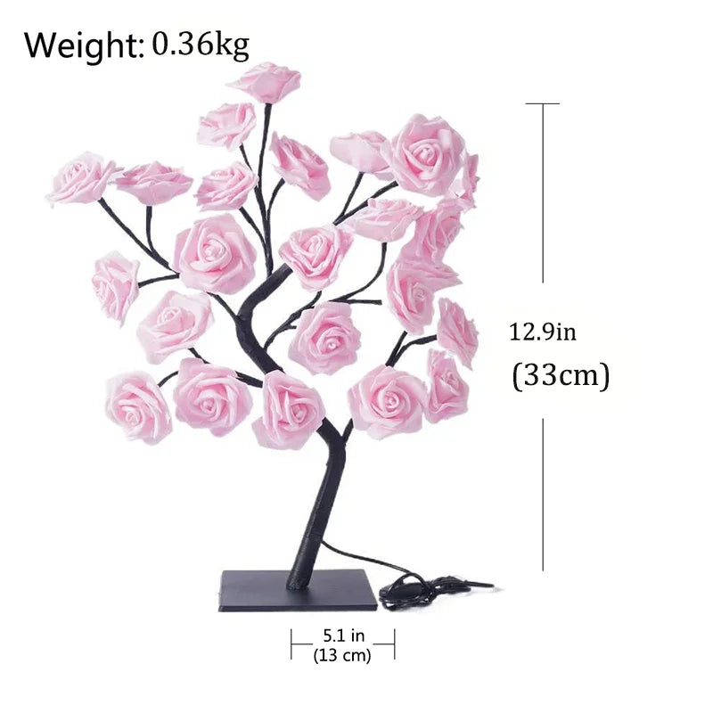 lampe arbre fleurs roses bleu moderne veilleuse chambre enfant décoration lecture led basse consommation