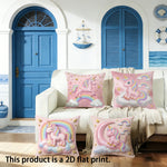 taies d'oreiller licorne rose arc ciel nuages étoiles dorées imprimé 2d polyester 40x40cm 45x45cm