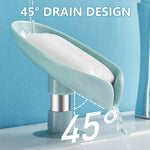support savon moderne plastique blanc vert pastel texture gouttes d'eau fixé ventouse plateau douche