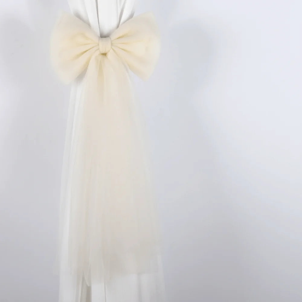 attaches rideau tulle texturé rubans décoratifs girly festif blanc violet orange bleu marine rose
