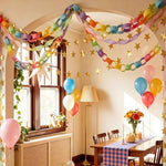 guirlande papier multicolore étoiles fêtes anniversaires mariages événements géométrique festive