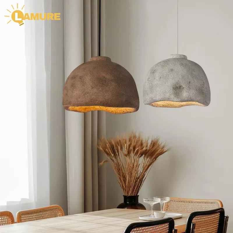 luminaire suspension moderne résine mate wabi sabi minimaliste salon chambre beige gris