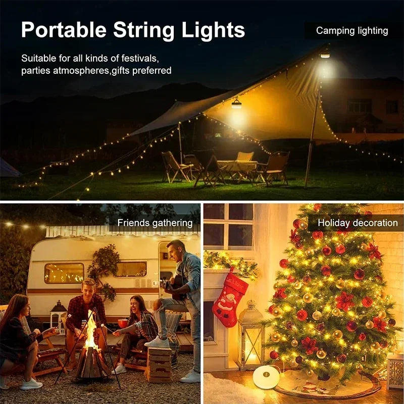 guirlande lumineuse led jaune camping extérieur décoration tente arboré noël van feu plaid crochet