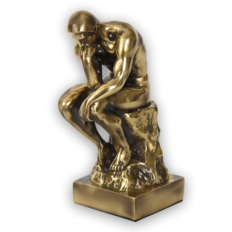 statue penseur rodin bronze doré décoration salon classique artisanatœuvre d'art française rétro nostalgie