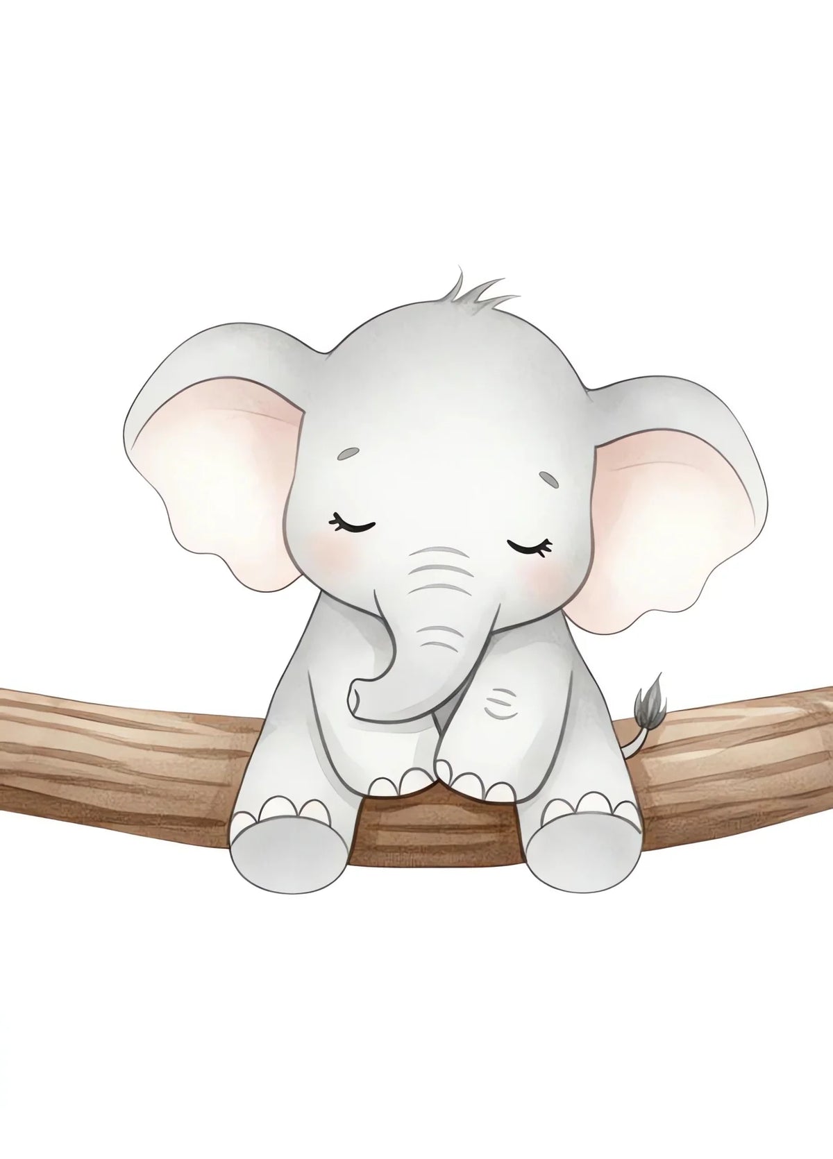 toile d'art animaux mignons souris éléphant zèbre branches illustration enfantine sans cadre