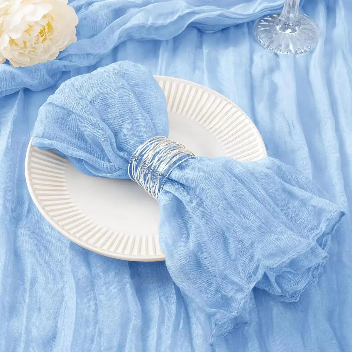 serviettes table pliées moderne vert bleu clair beige 20 pouces 20 pouces réutilisables texture