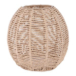 abat jour tissé rattan motif géométrique rustique opacité beige clair anneaux central lumière artisanal