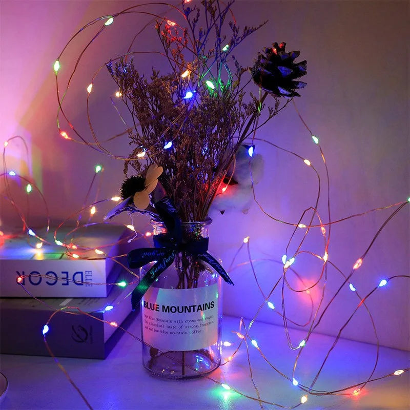 guirlande lumineuse fil cuivre multicolore led auto batterie imperméable ip44 moderne décoration mariage noël