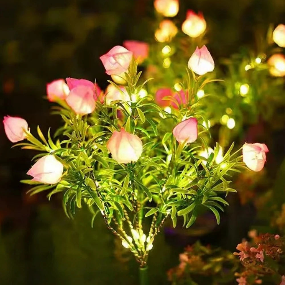 éclairage extérieur solaire plante verte lumineuse fleurs artificielles moderne blanc rose jaune