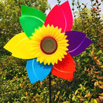 décoration jardin éolienne fleur couleurs vert rouge jaune bleu violet moderneextérieur fixe tringle