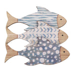 décoration murale poissons bois naturel bleu clair rayures horizontales maison plage lac marin art